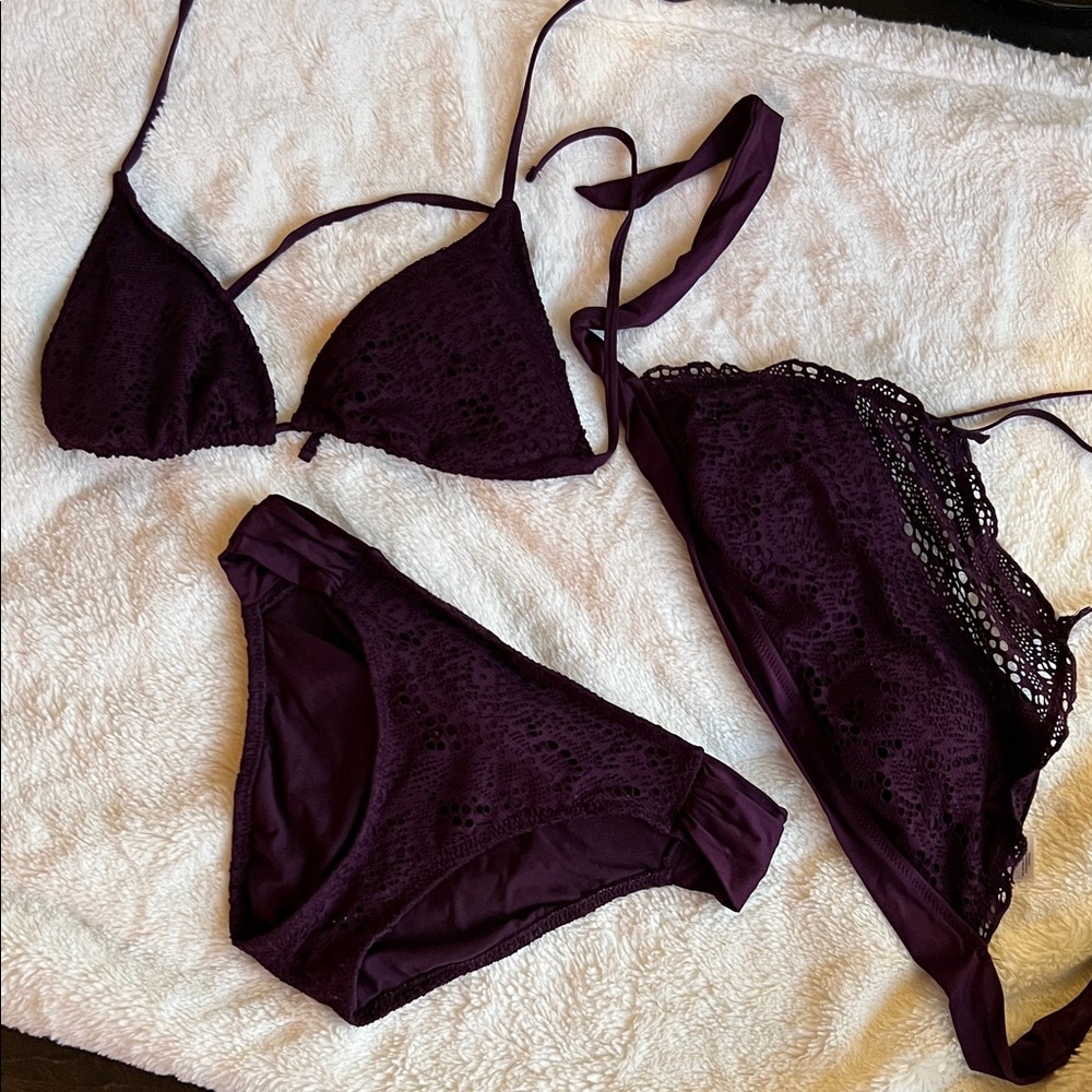 Purple Lace Bikini Swim Set